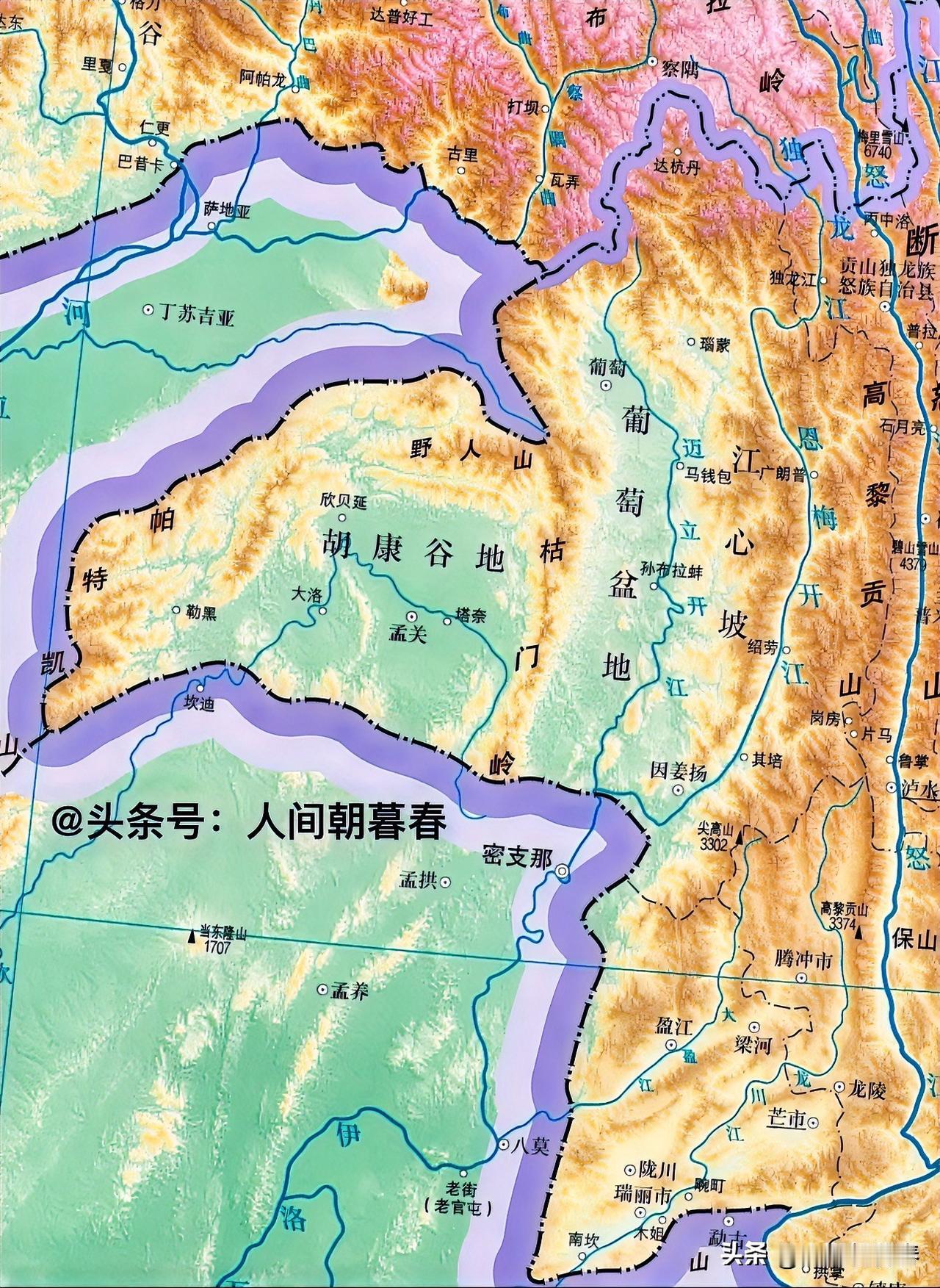 历史上，完整的云南省版图还应该包括高黎贡山以西这个胡康谷地与葡萄盆地。地理上，胡
