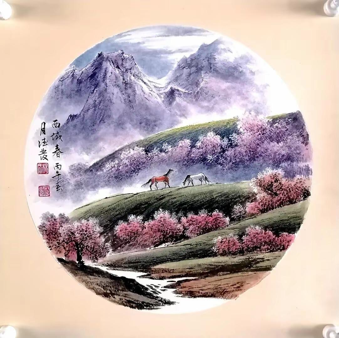 卡纸山水。卡纸斗方晒出我的绘画作品国画山水 书画人生