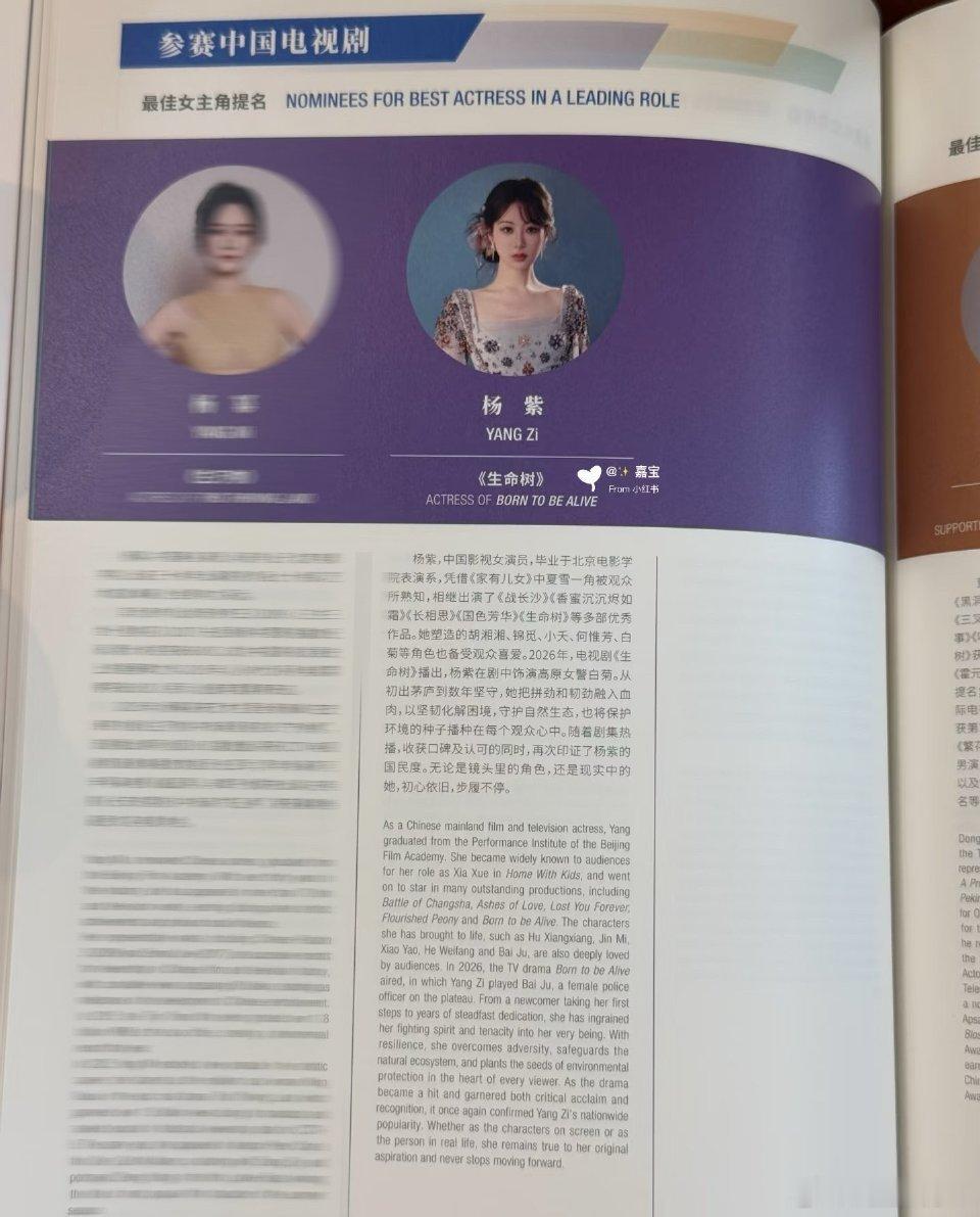 白玉兰杨紫场刊 离颁奖典礼越来越近啦紧张又激动支持杨紫老师四提首中 