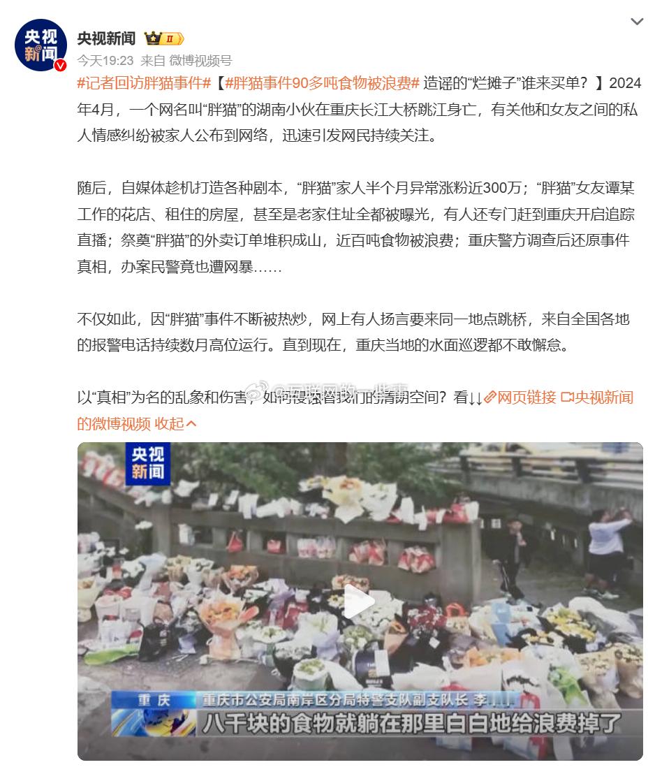 看看这“胖猫事件”，90多吨食物被浪费，真是让人心疼啊！为了流量，恶意消费公众的