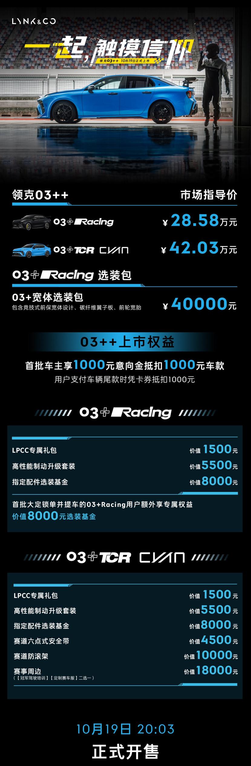 #领克03++#上市
03+Racing版市场指导价28.58万元
03+TCR