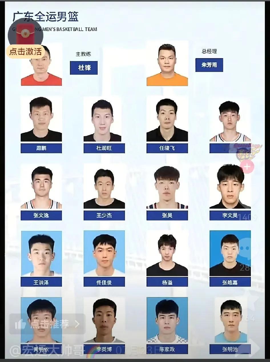 广东全运会男篮被球迷给大名单，就这样的一群小番薯，杜锋会和郭士强一样忍受吗？
