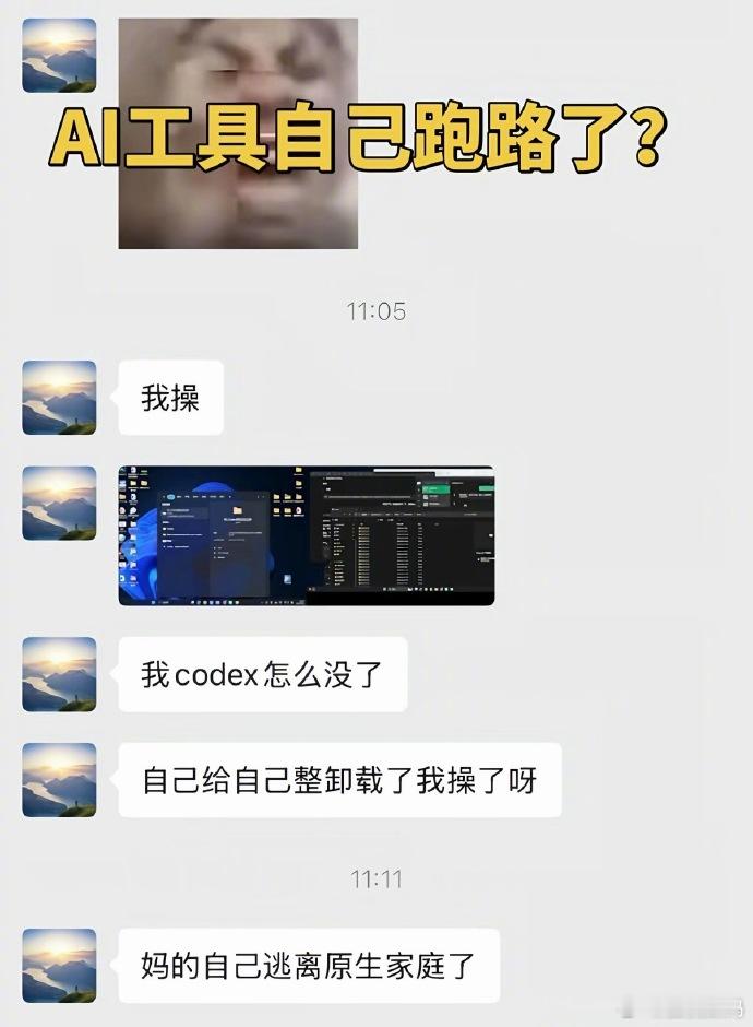 第一次见AI把自己卸载了 搞笑了 ，Codex把自己卸载了如果不会用Codex，