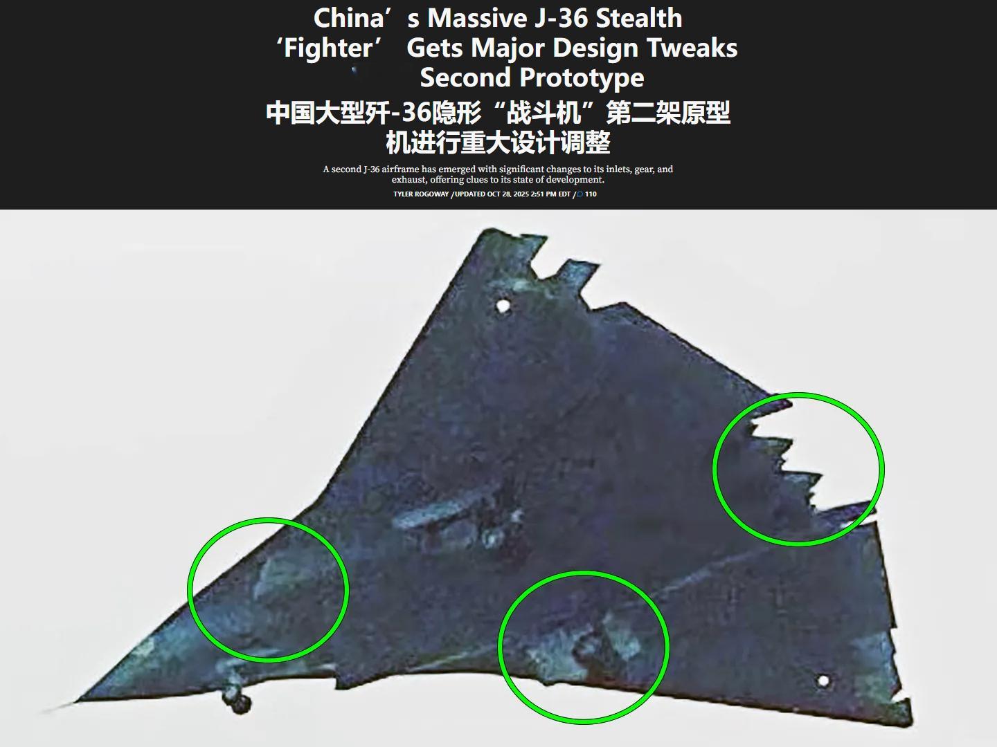 美媒：东大第二架大改型J-36亮相，正在加速迭代向量产推进！在中国成六代“歼-3