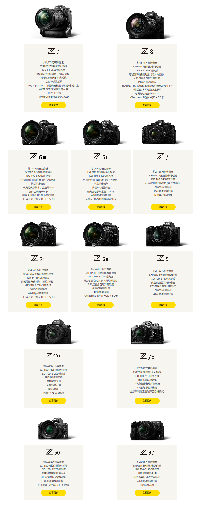 自2021年10月Z9发布到今天，已经快5周年了，尼康产品线仍旧有Z30、Zfc