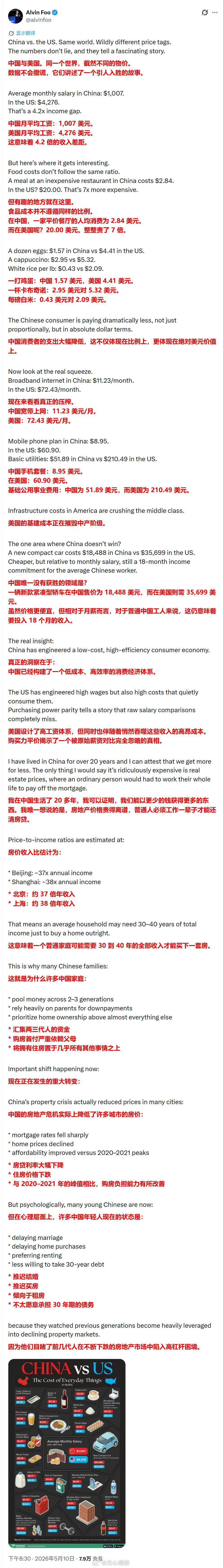 【琅河财经】一名在中国住过20多年的马来西亚华裔，解读中美收入差距，和实际物价差