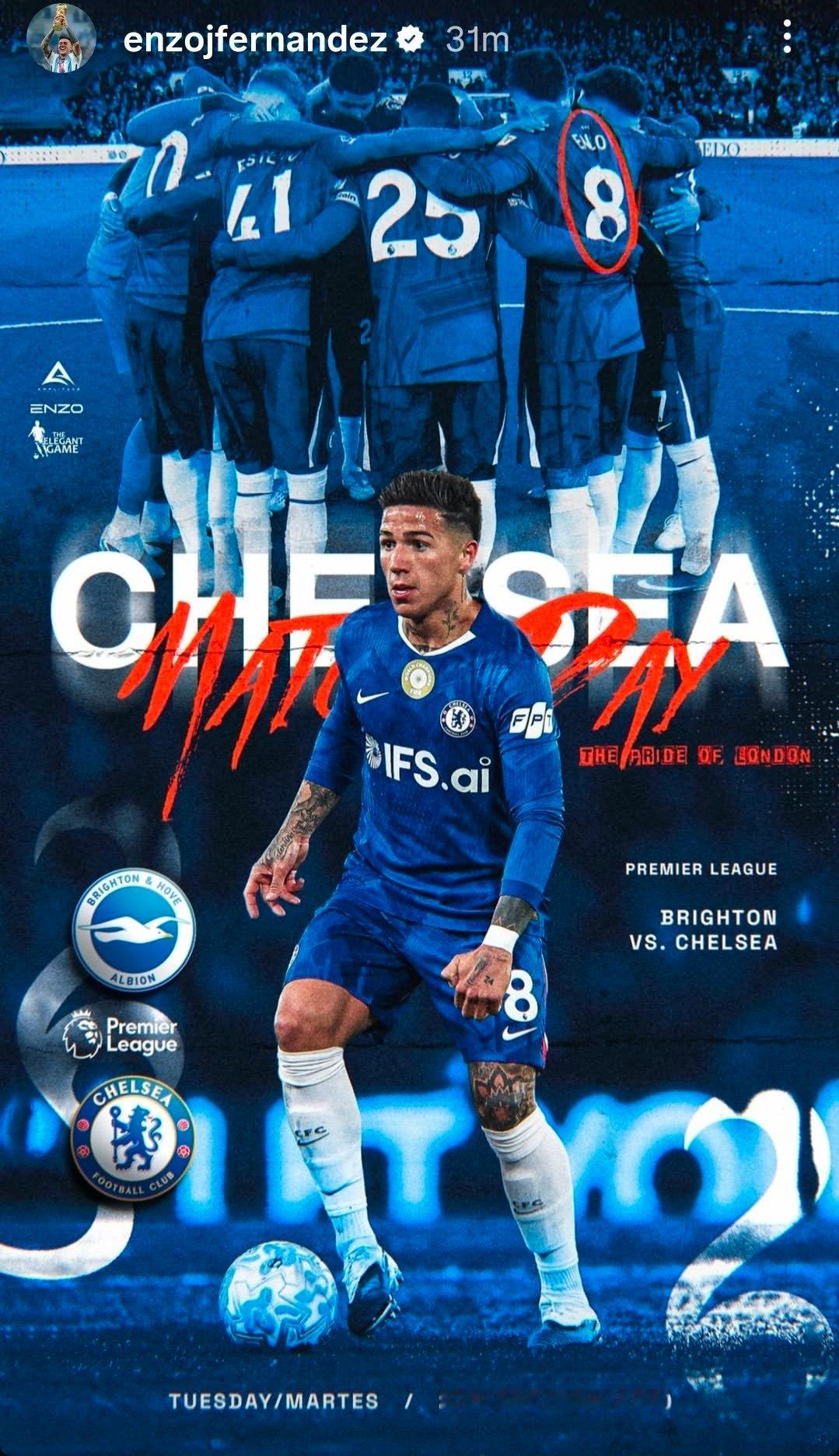 恩佐更新IG切尔西英超