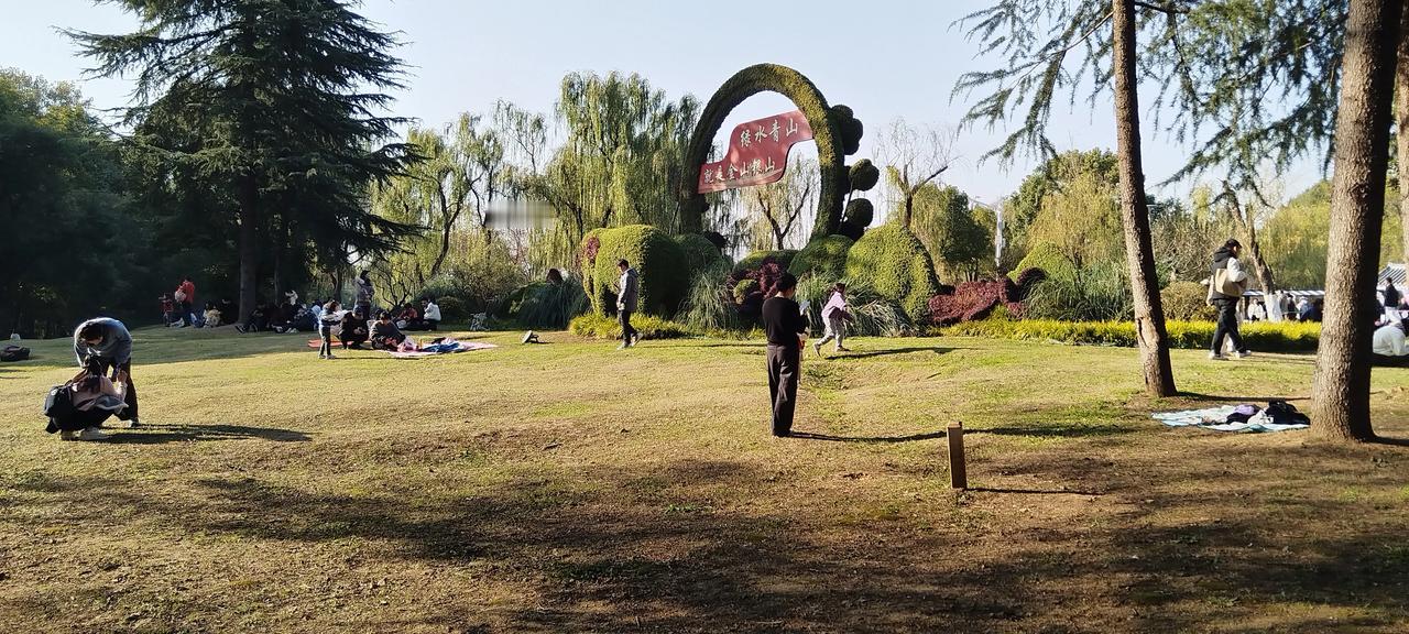 周日，在公园里玩。