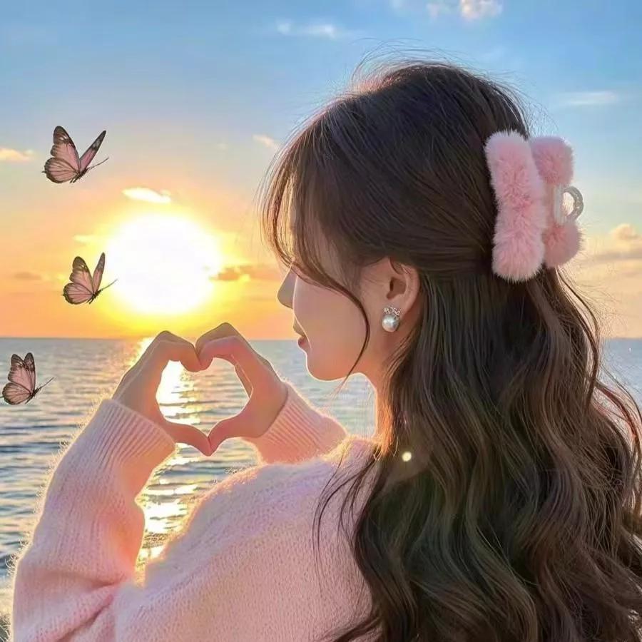 温柔的心形，温暖的海边日落日落美景图 余晖治愈系风景 日落照 日落的风景 日落晚