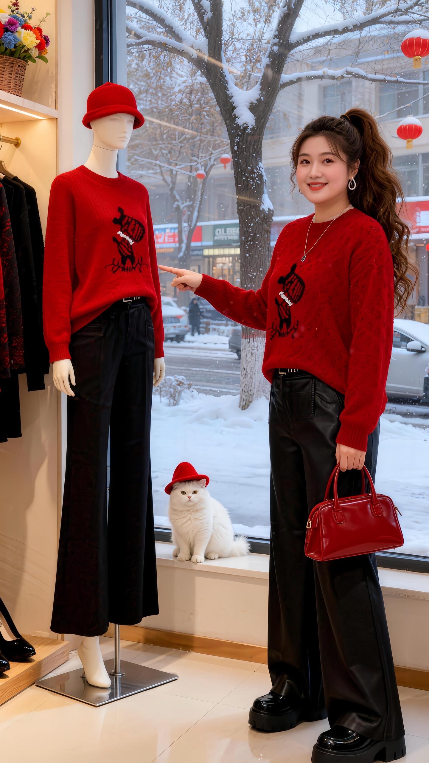 大码穿搭红色针织衫我已经想好过年怎么穿了当我找到了适合的穿搭开启我的2...