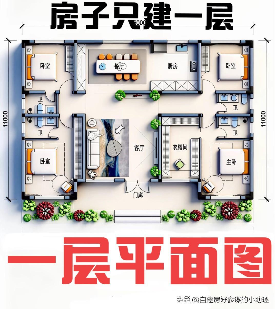 有人说，衣帽间才是户型灵魂[心][心]
至于房子高不高，无所谓
其实做一层4个房