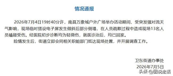 警惕！夏季强对流天气多发，谨防受到伤害！今天，南昌卫东街道办发布通报称，受突发强