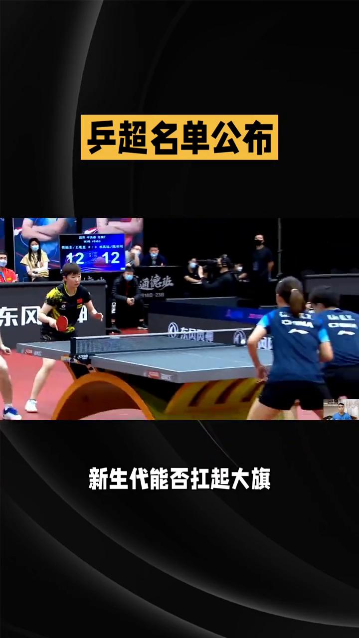 兵超名单公布。
乒超名单公布，樊振东、王曼昱双双缺席，新生代能否扛起大旗？202
