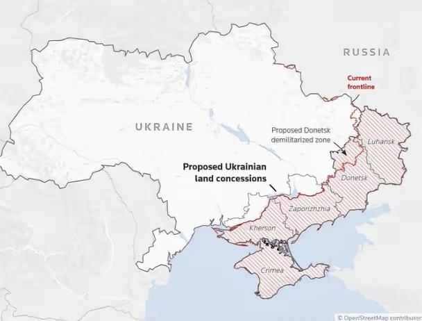 特朗普认为乌克兰把卢森堡大小的领土割让给俄罗斯是个好主意。

据法新社报道，特朗