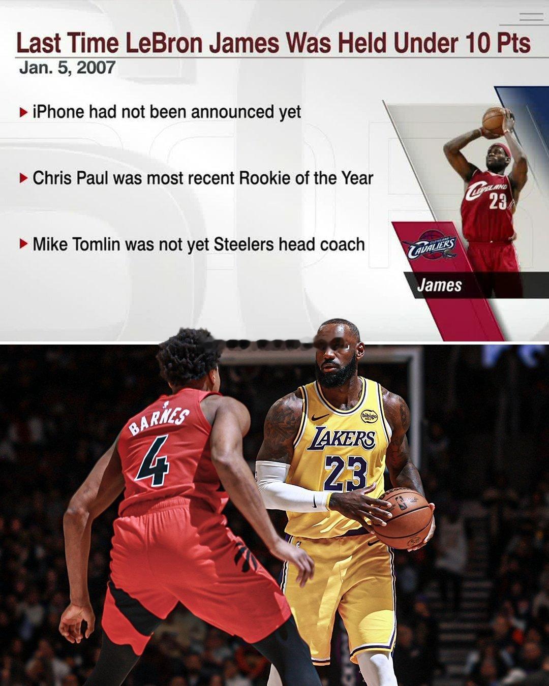 笑死了，还能看到 Mike Tomlin 作为 LeBron James 中断连