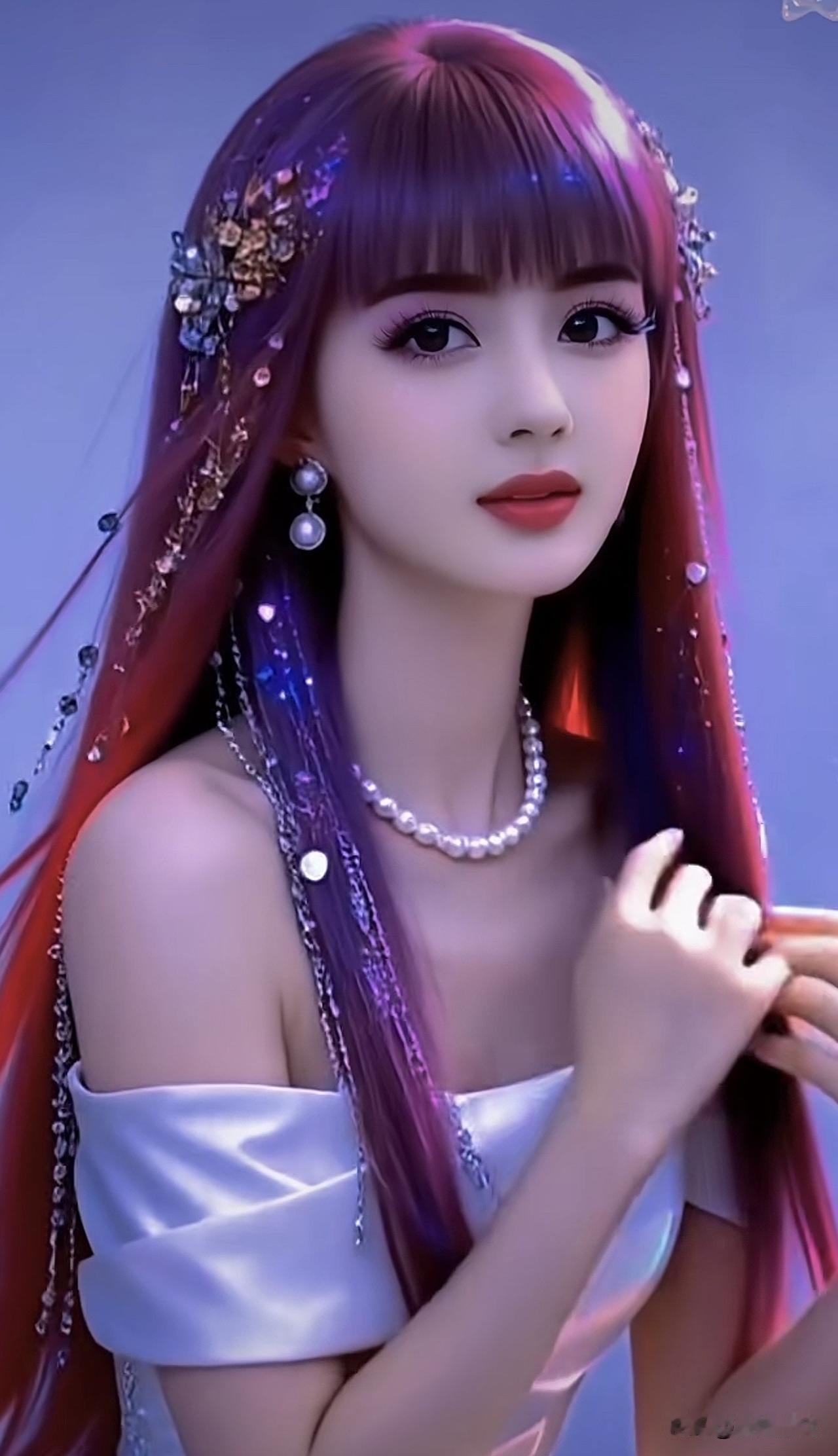 梦幻古风少女，粉紫长发，华丽珠宝，唯美动人紫色梦幻少女 粉黑发少女 梦幻古装少女