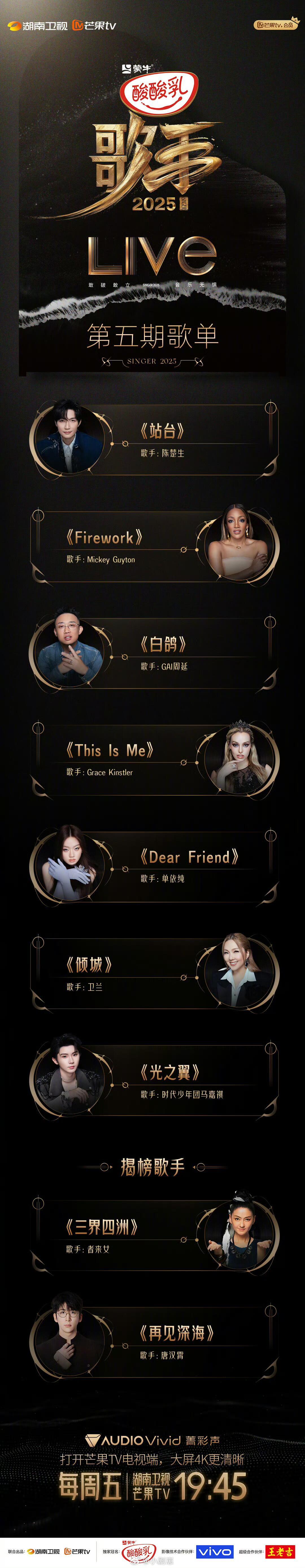 歌手[超话]歌手第五期歌单公布——有你喜欢的吗❤️歌手第五期歌单公布——有你喜欢