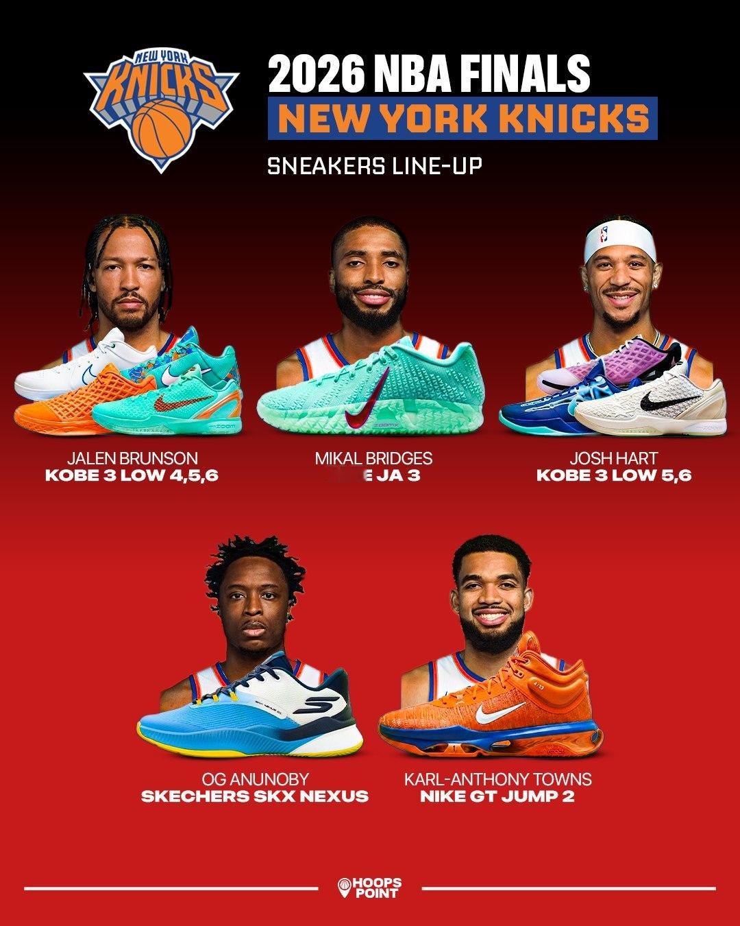 尼克斯五驴上脚的球鞋。NBA
