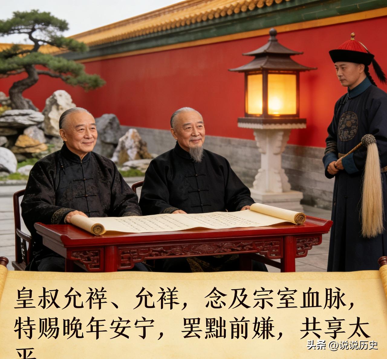 雍正死了以后，乾隆下令，释放自己十叔和十四叔，不再囚禁二人。圣旨是快马加鞭送到两