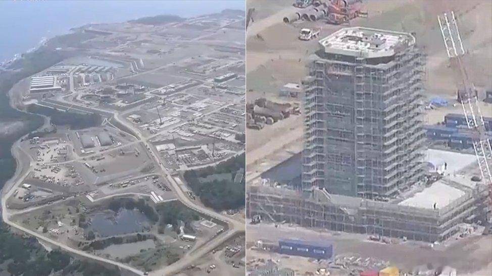 凤凰新闻【航拍曝光！日本被曝昼夜赶建军事基地】冲绳岛北边的奄美大岛和扼守大隅海峡