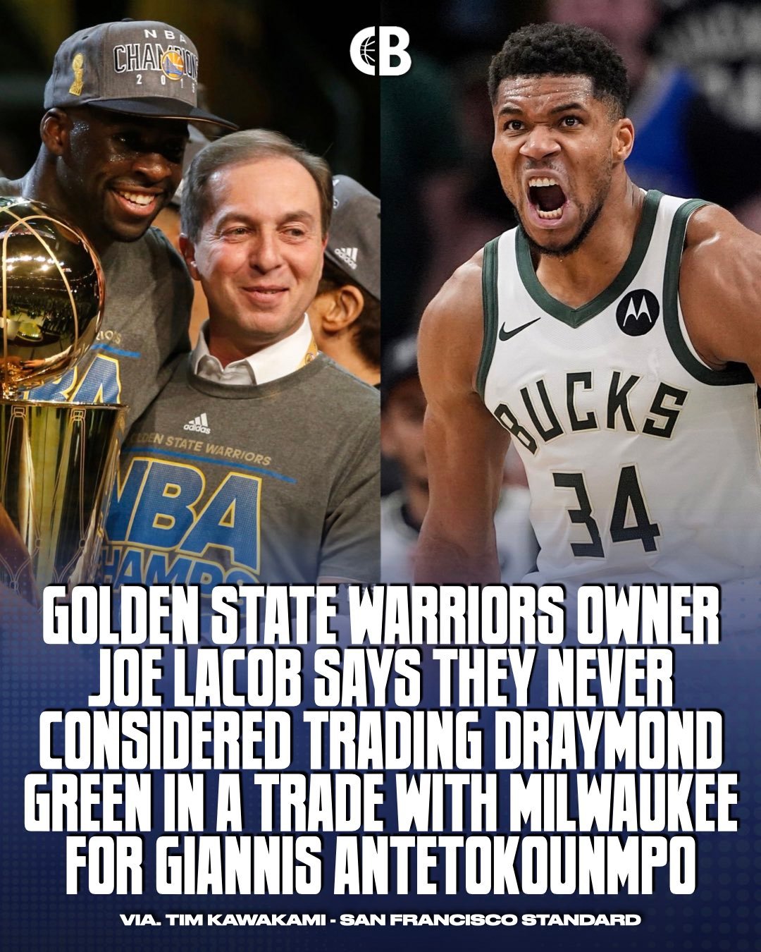 难道用库里报价了字母哥？勇士老板拉科布辟谣：球队从未将格林放入关于字母哥的交易谈