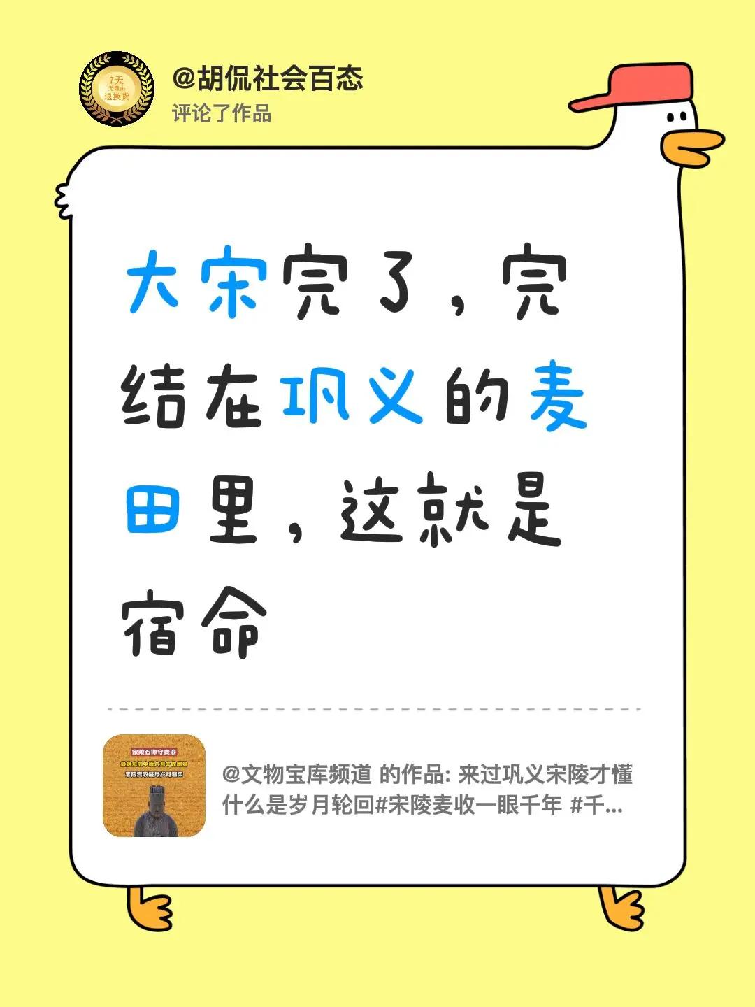 我评论了@文物宝库频道 的作品：大宋完了，完结在巩义的麦田里，这就是宿命