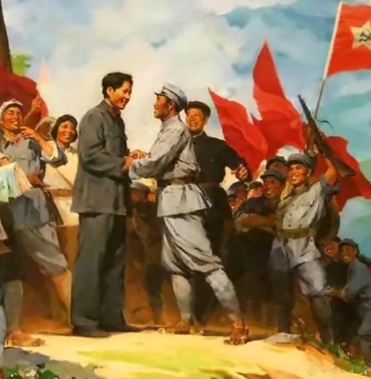 1928年的4月28日，两个伟人的大手紧紧握在了一起。从此以后，朱毛红军闻名天下