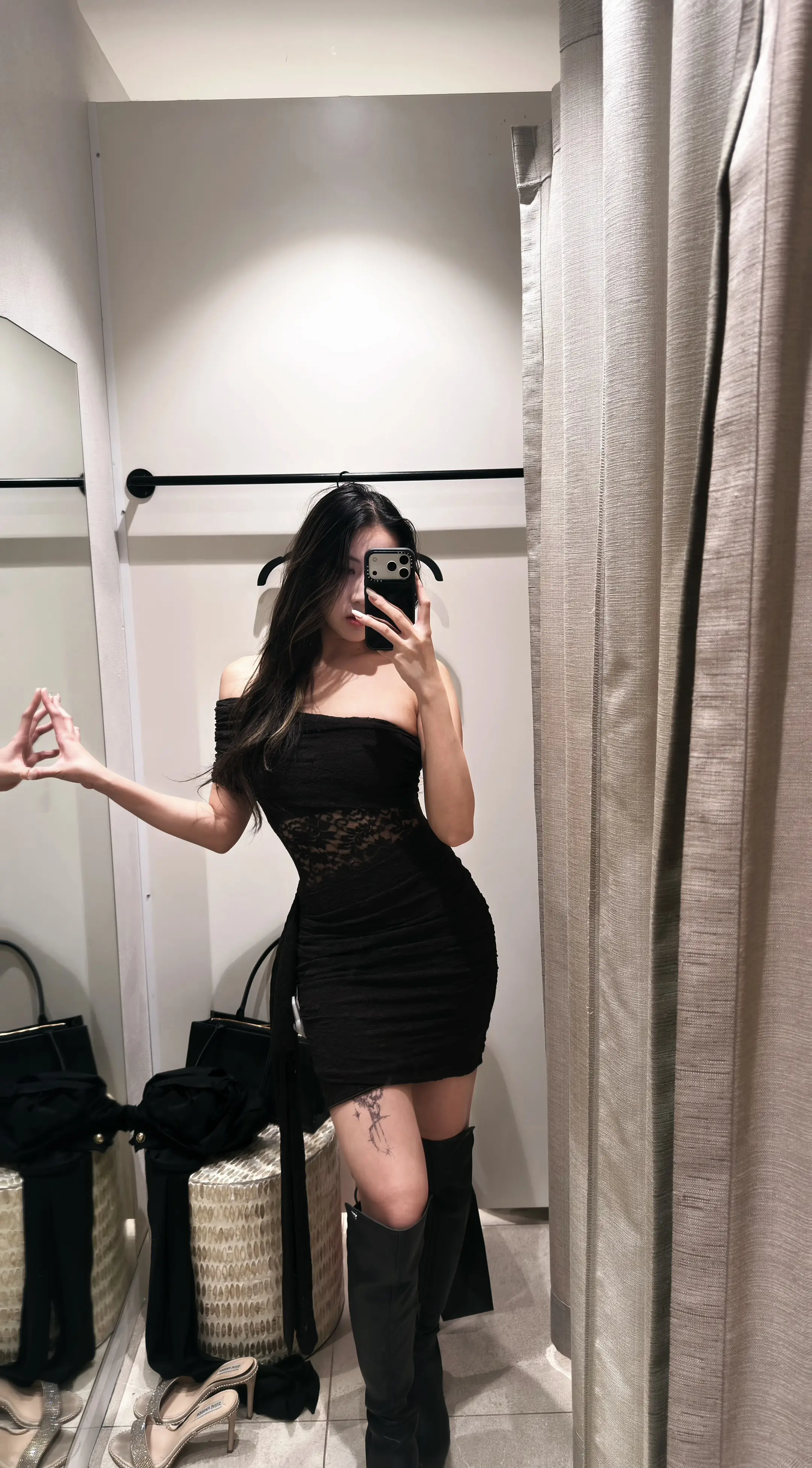 御姐穿搭 黑色系御姐穿搭 蕾丝黑裙 御姐ootd
