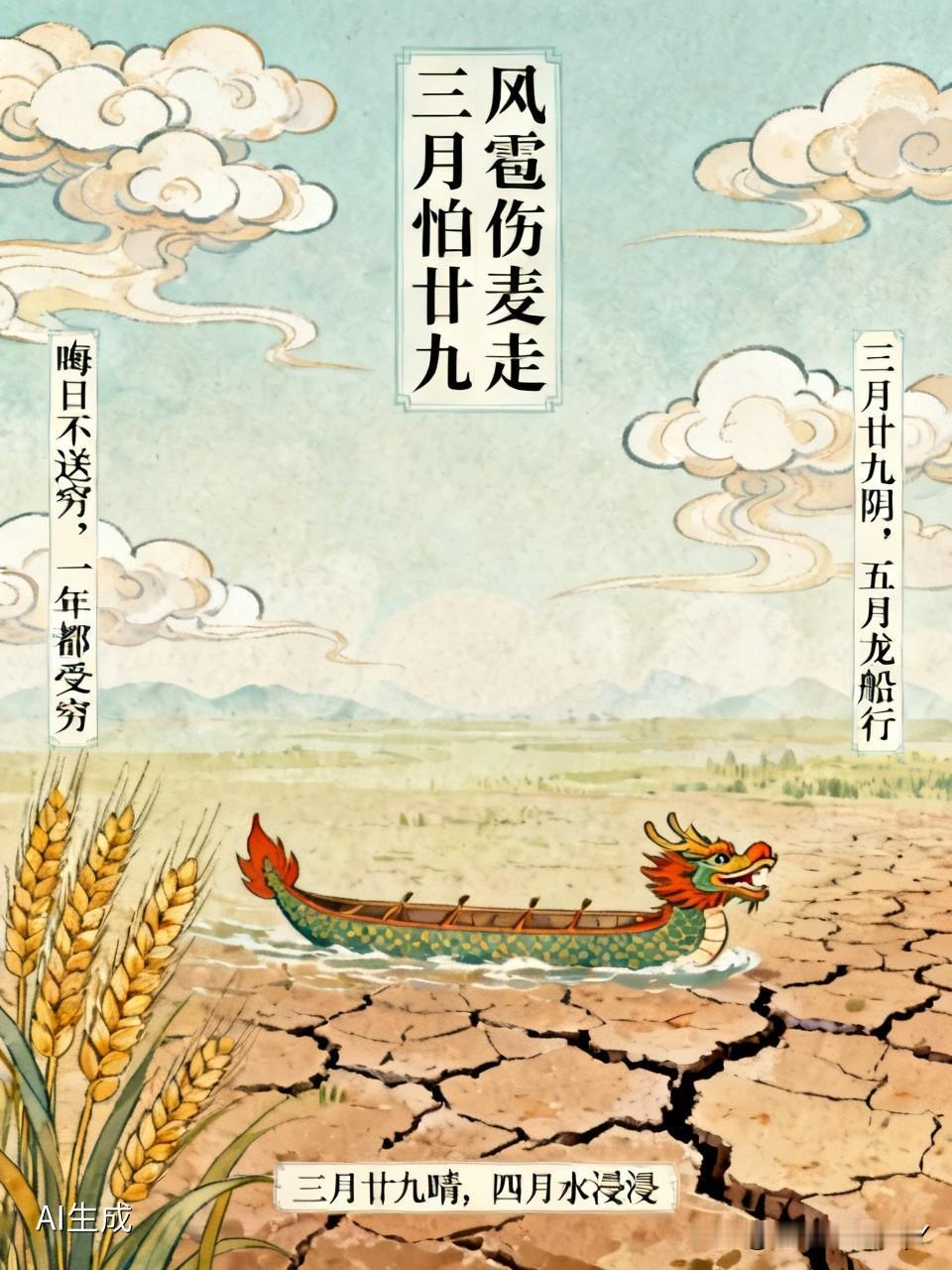 今天是三月二十九民间俗语有
总说·三月怕廿九
三月怕廿九，风雹伤麦走
三月二十九
