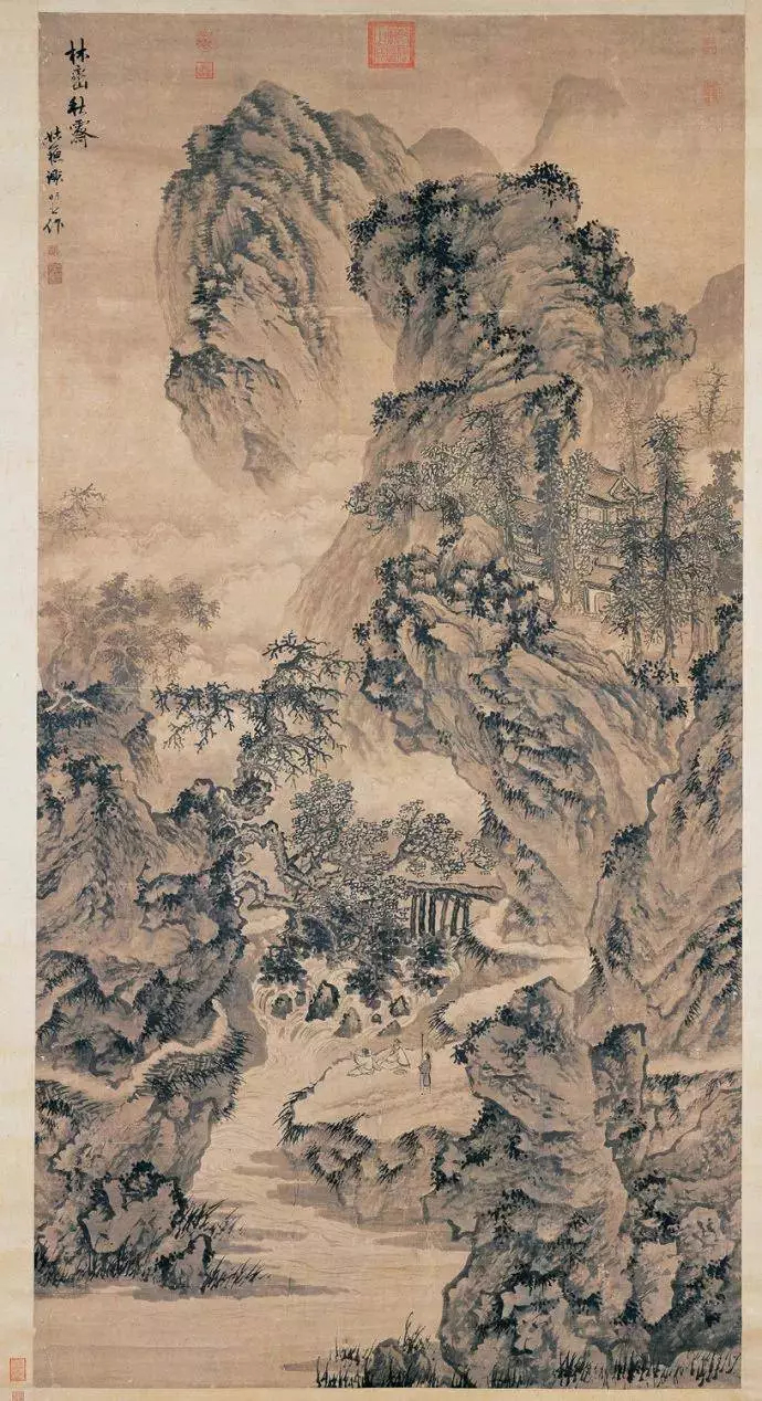 明 谢时臣 林峦秋霁图。谢时臣（1488—1567年后），明代画家。字思忠，号樗