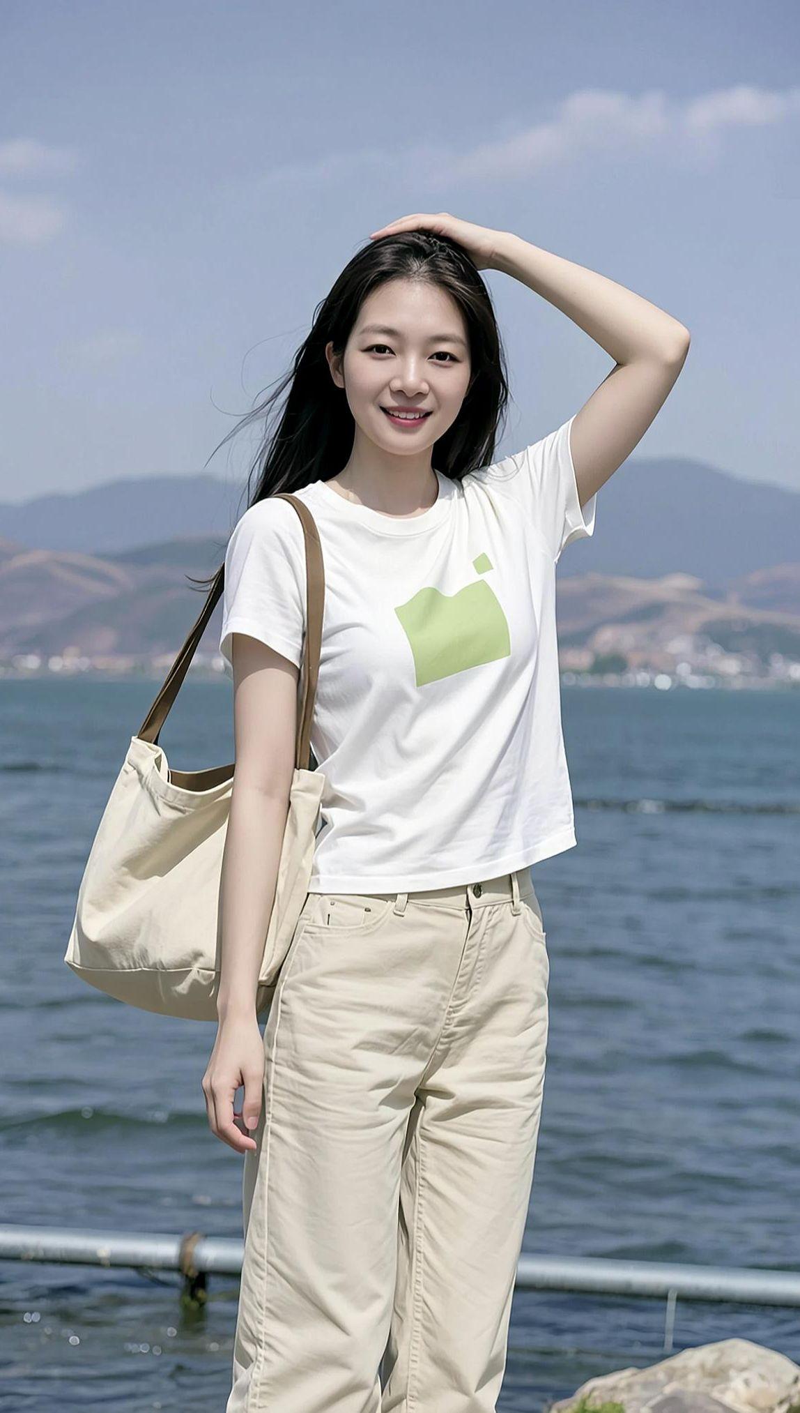 AI海滨生活照 甜美女孩 优雅气质女装 少女写真穿搭