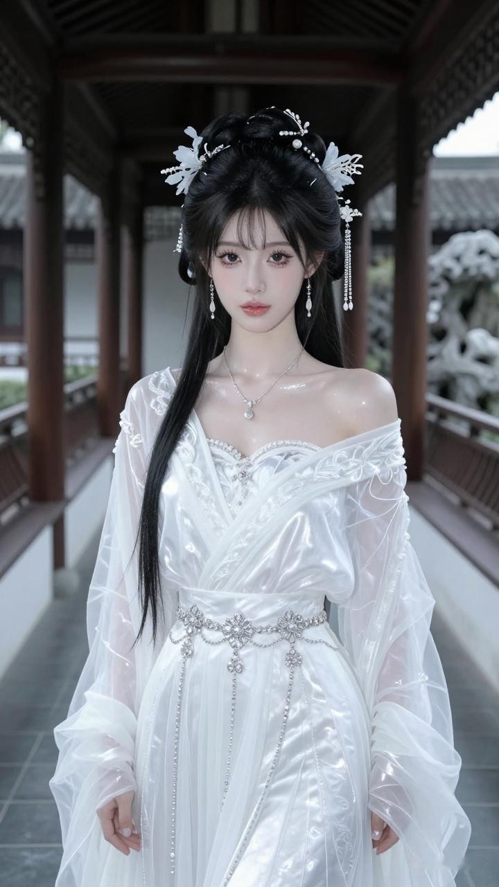 穿越时空的仙子，白衣飘飘，梦回古代。