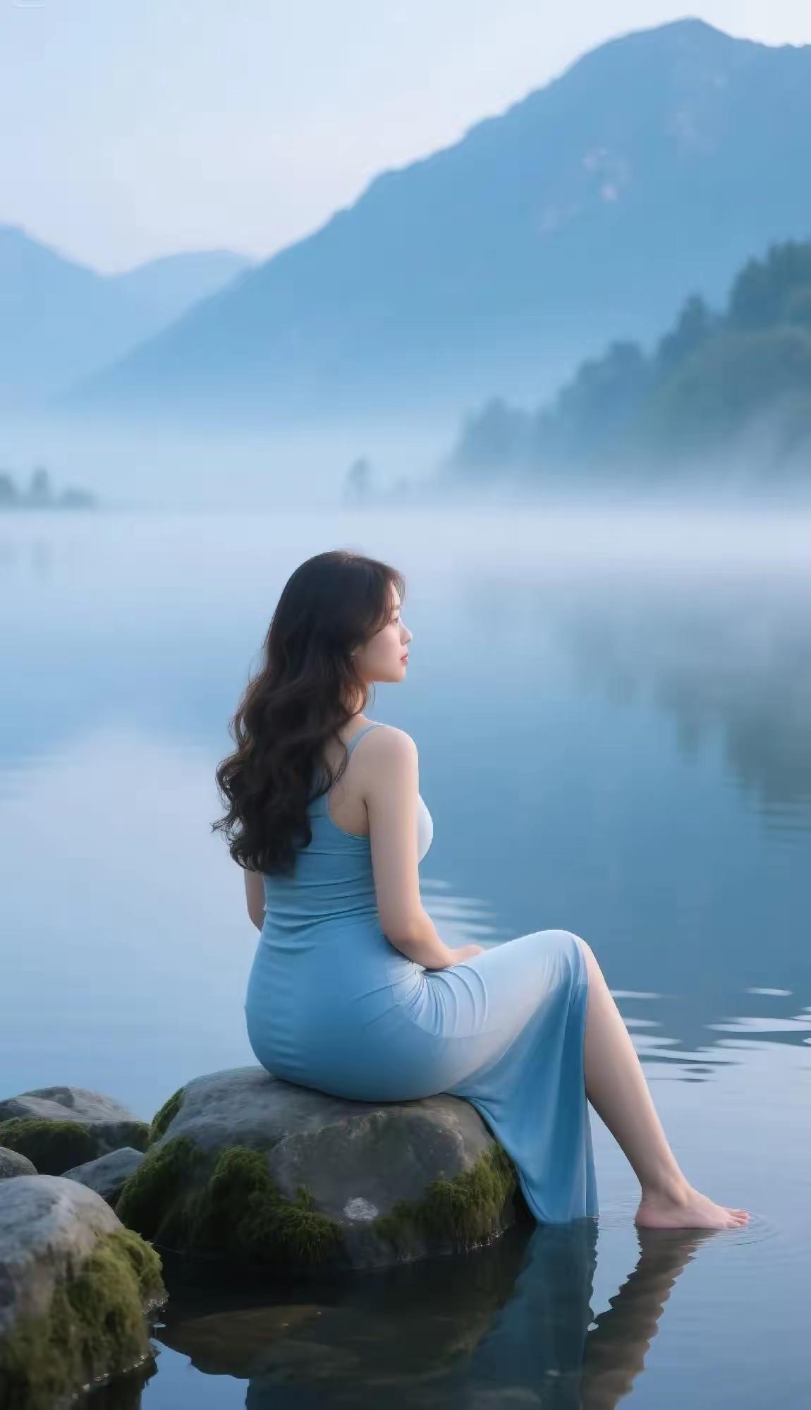 湖畔静坐，悠然自得，感受大自然的宁静与美好。