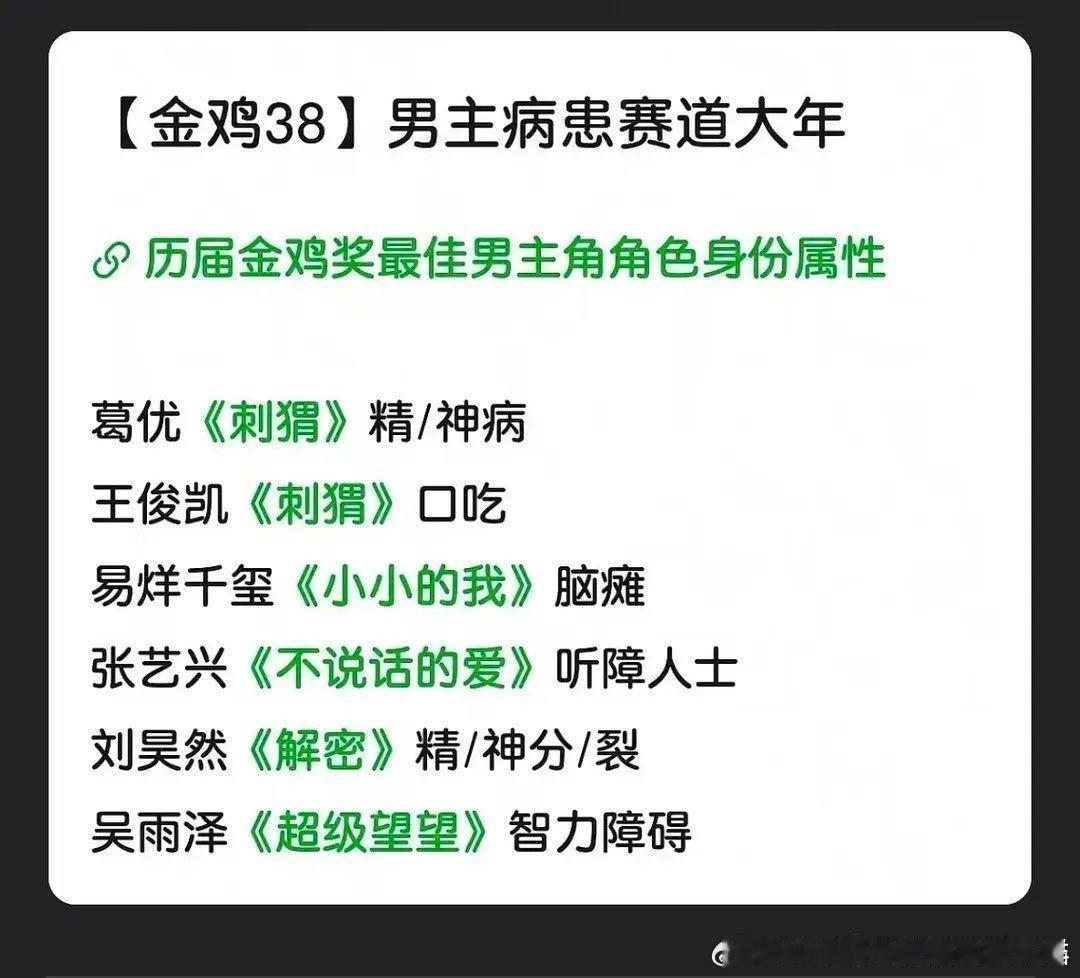 就没有一个靠健全人的角色评奖么
