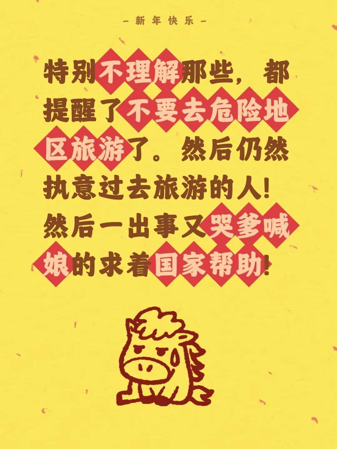 特别不理解那些，都提醒了不要去危险地区旅游了。然后仍然执意过去旅游的人！然后一出