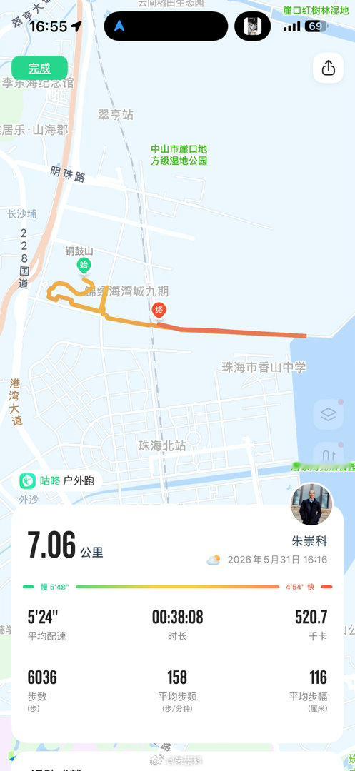 5月最后一卡，里程近120公里。平均配速534、心率135。考虑到本月多雨、高温