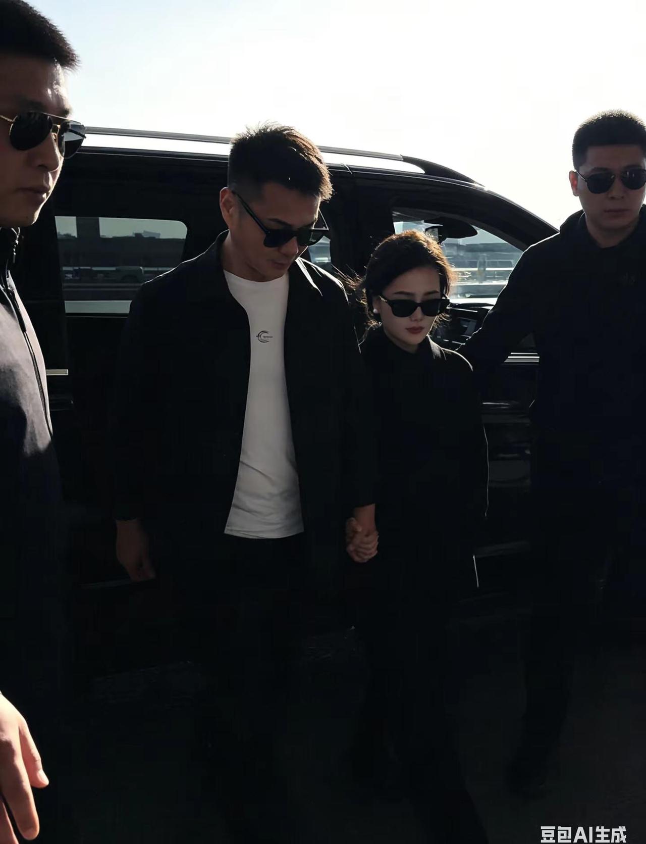 ✨又来拍片了！保镖护航气场全开😎 黑色系穿搭太飒了吧！🚗 猜猜这次是什么大片