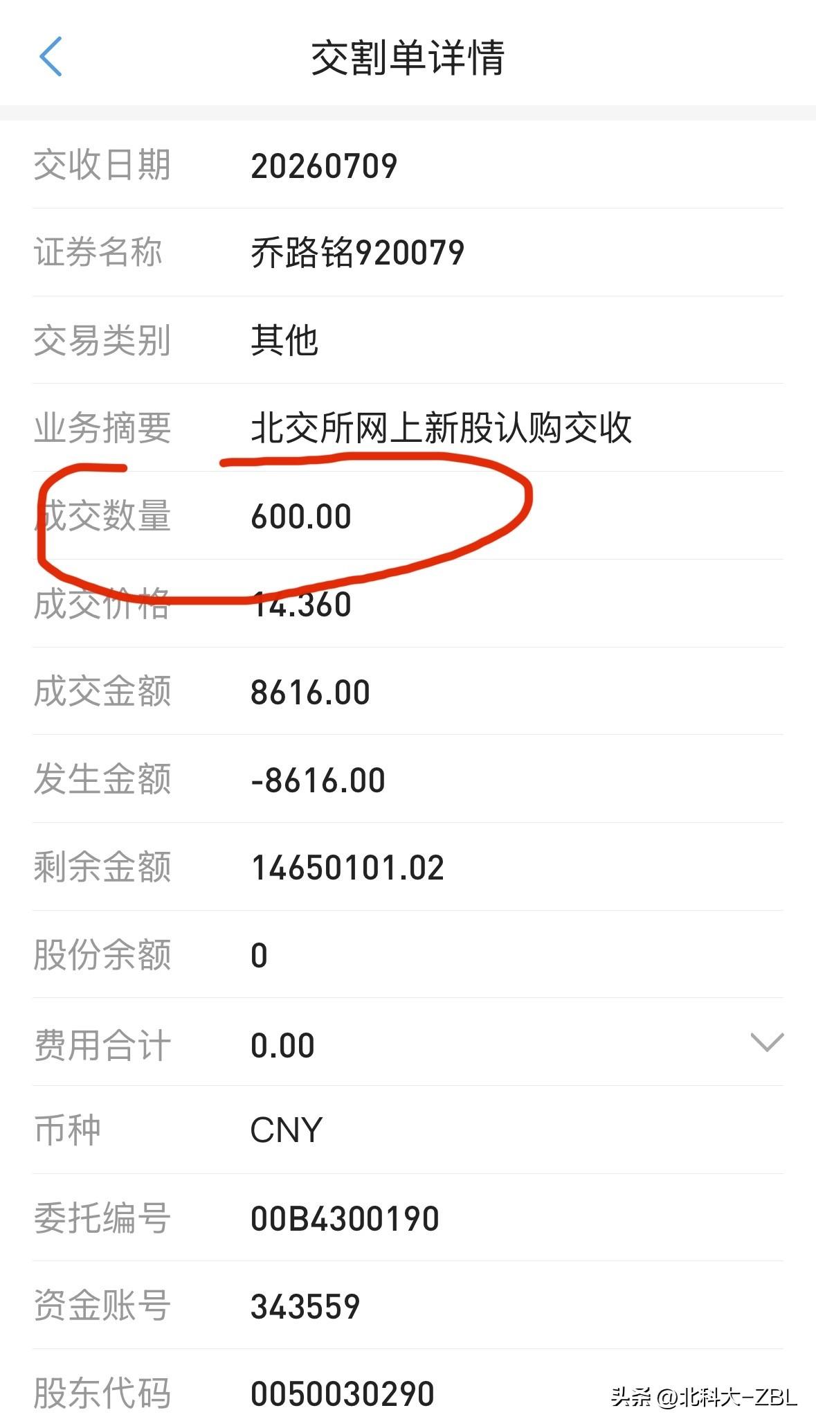 双吉利数，还真是吉利

晚间，乔路铭开奖了。据目前已知信息统计，乔路铭的申购资金