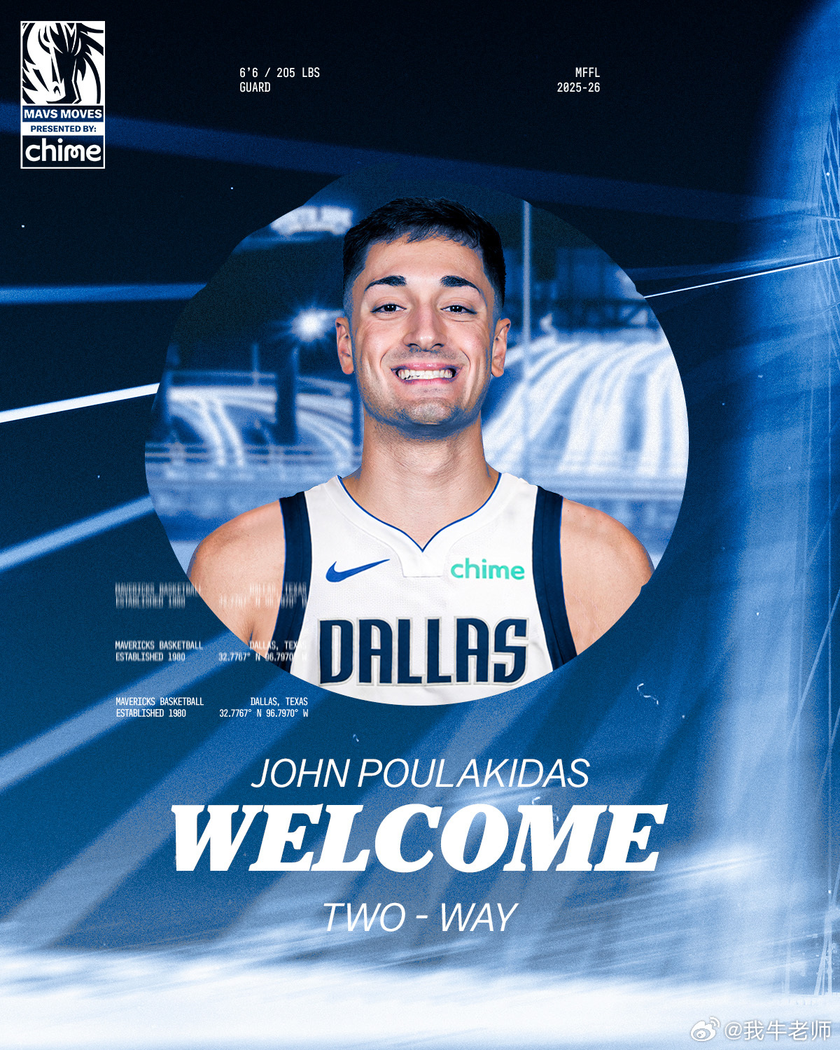 MFFL 我牛官方宣布，签下普拉基达斯。这是一份双向合同。雷霆vs独行侠中国男篮