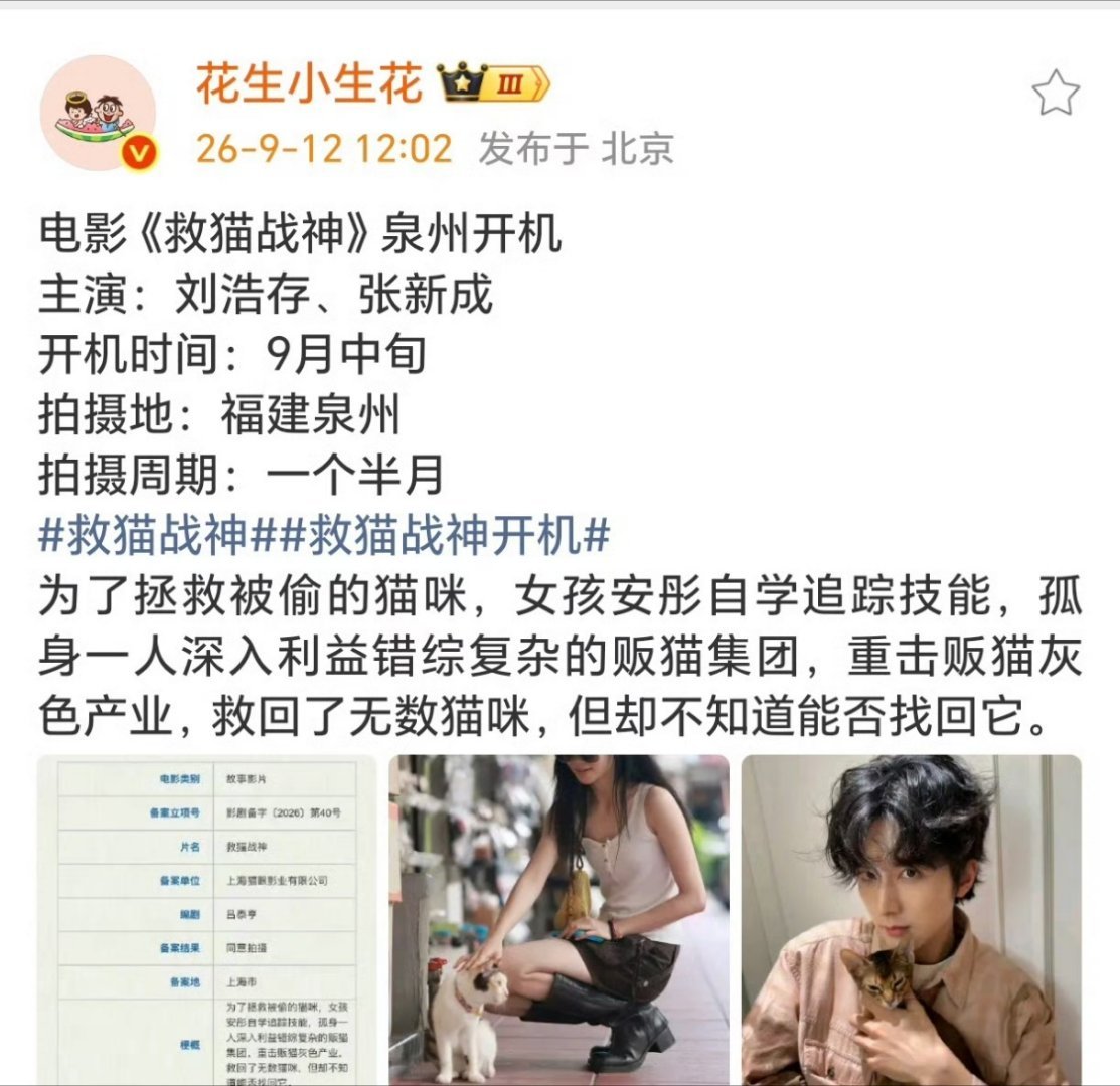 刘浩存，张新成要拍电影 ​​​