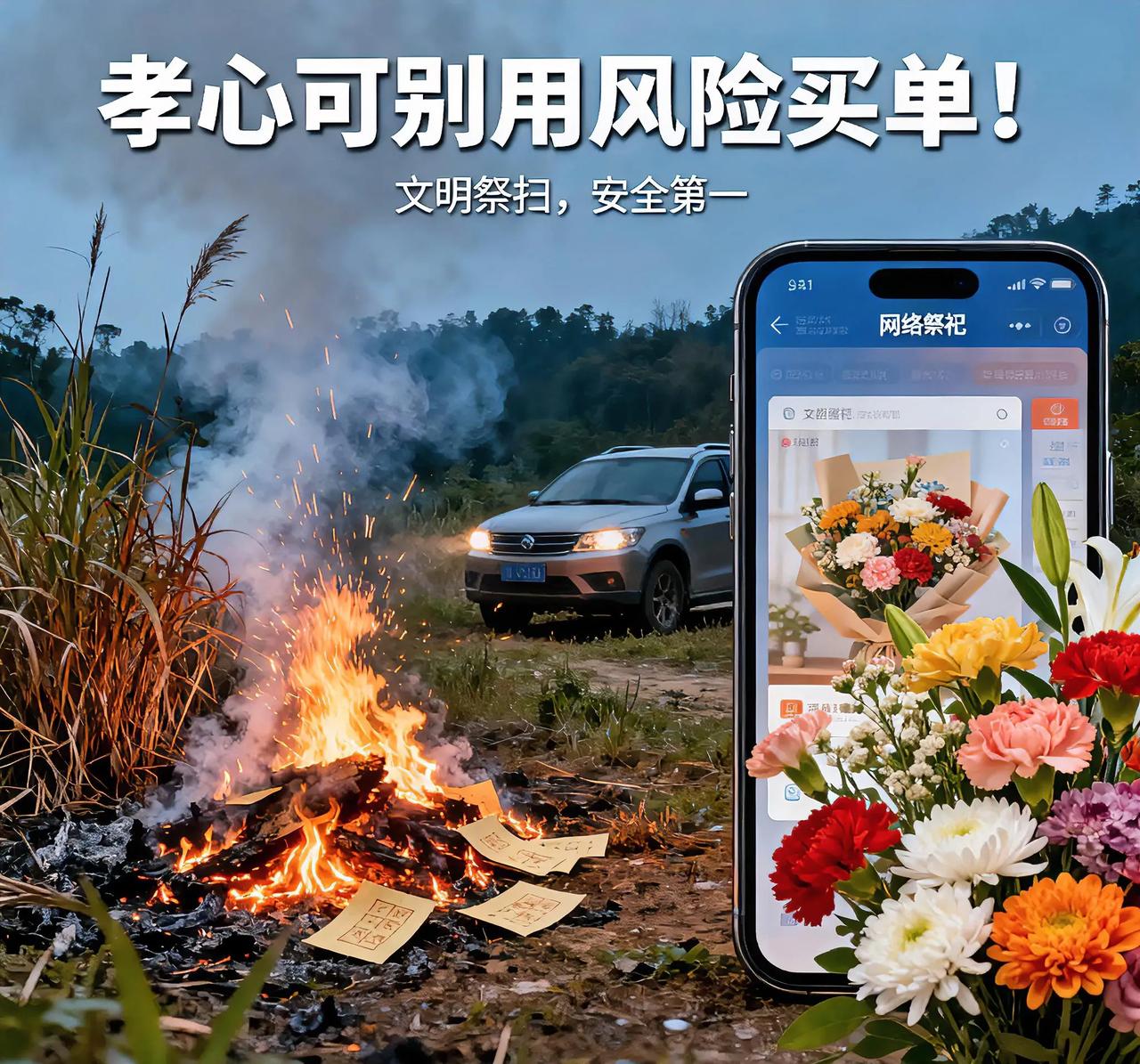 寒衣节烧纸烧没一辆车？孝心可别用风险买单！
 
古人说“礼者，敬人也”，缅怀先人