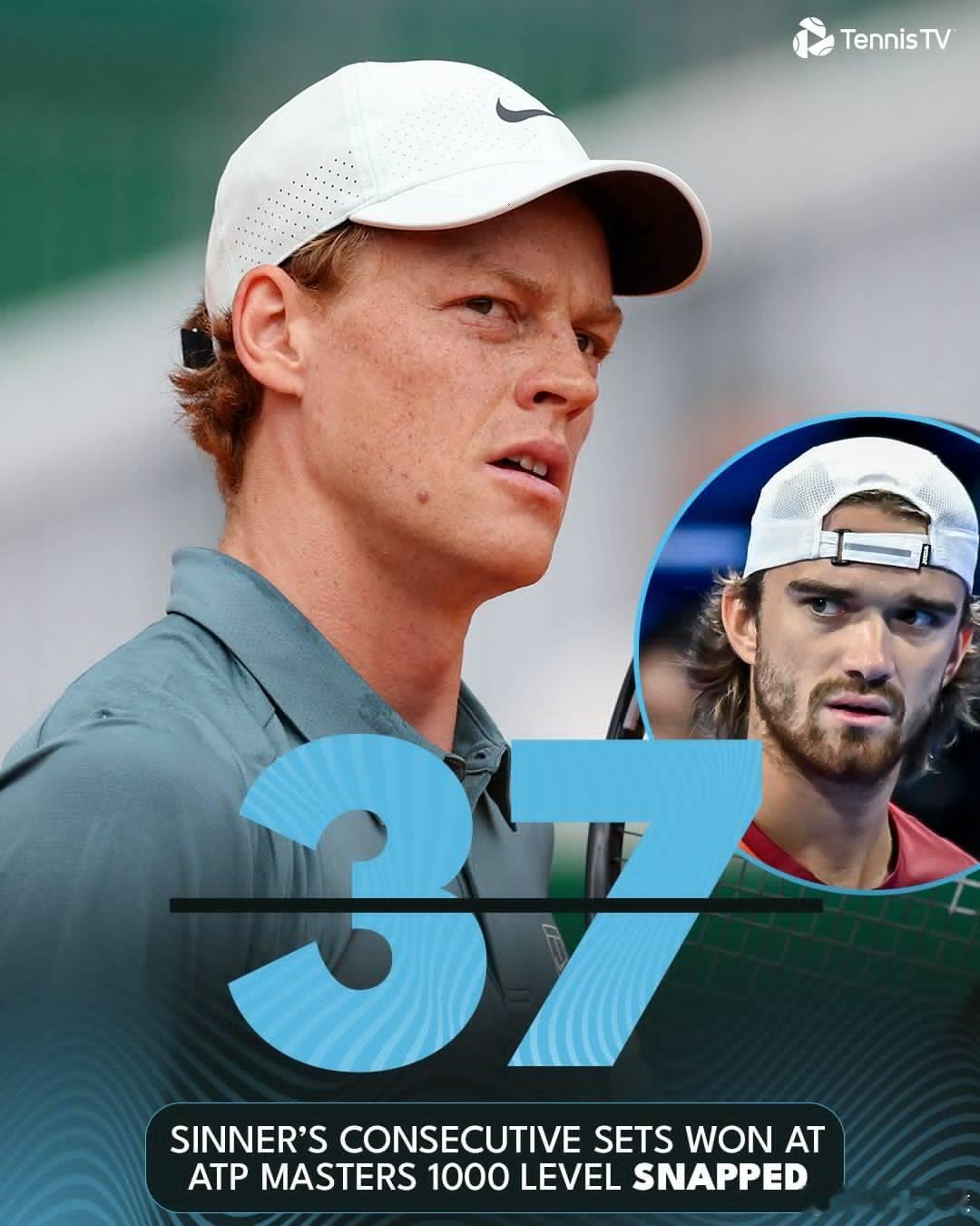 蒙特卡洛大师赛第三轮🇮🇹辛纳6-1/6（3）/7马哈奇🇨🇿自2025巴黎