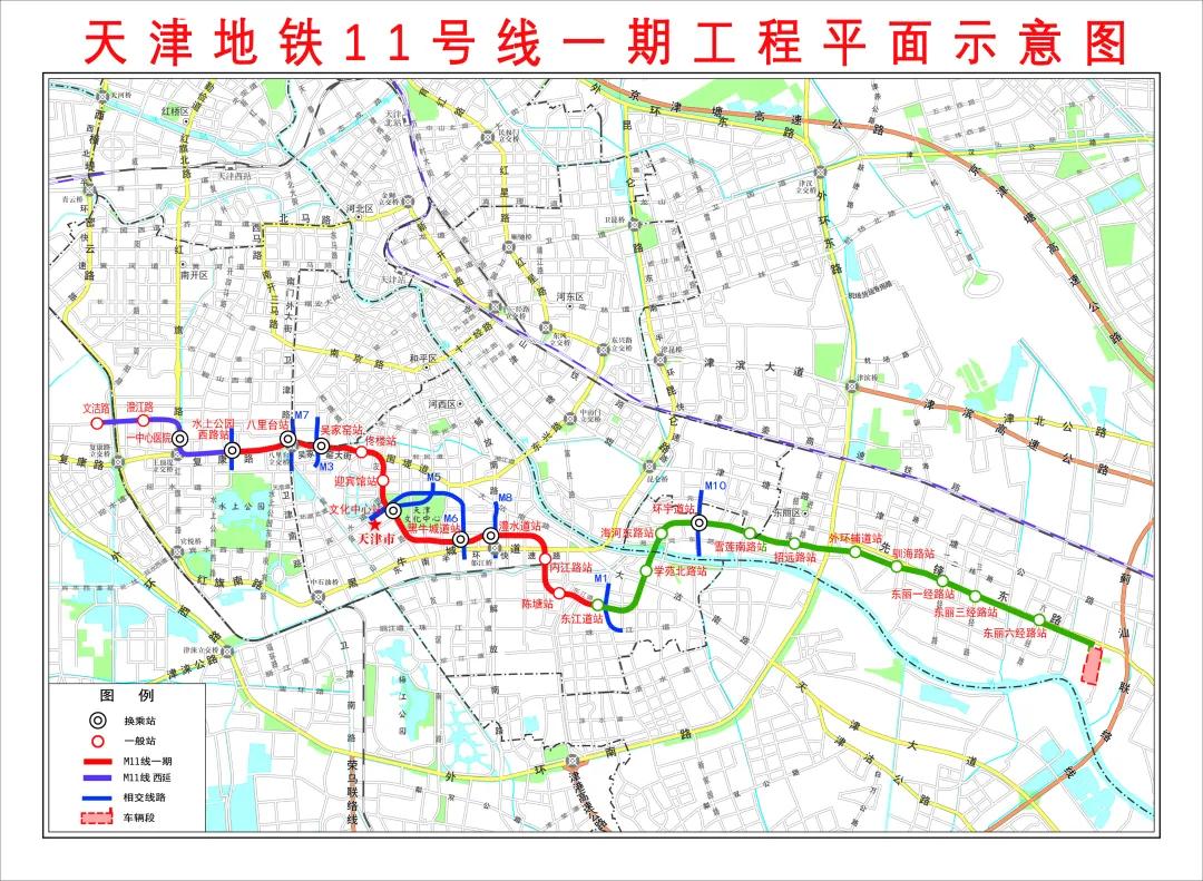 交通天津丨近日消息，天津地铁11号线西段计划今年年底建成通车；天津地铁4号线（小