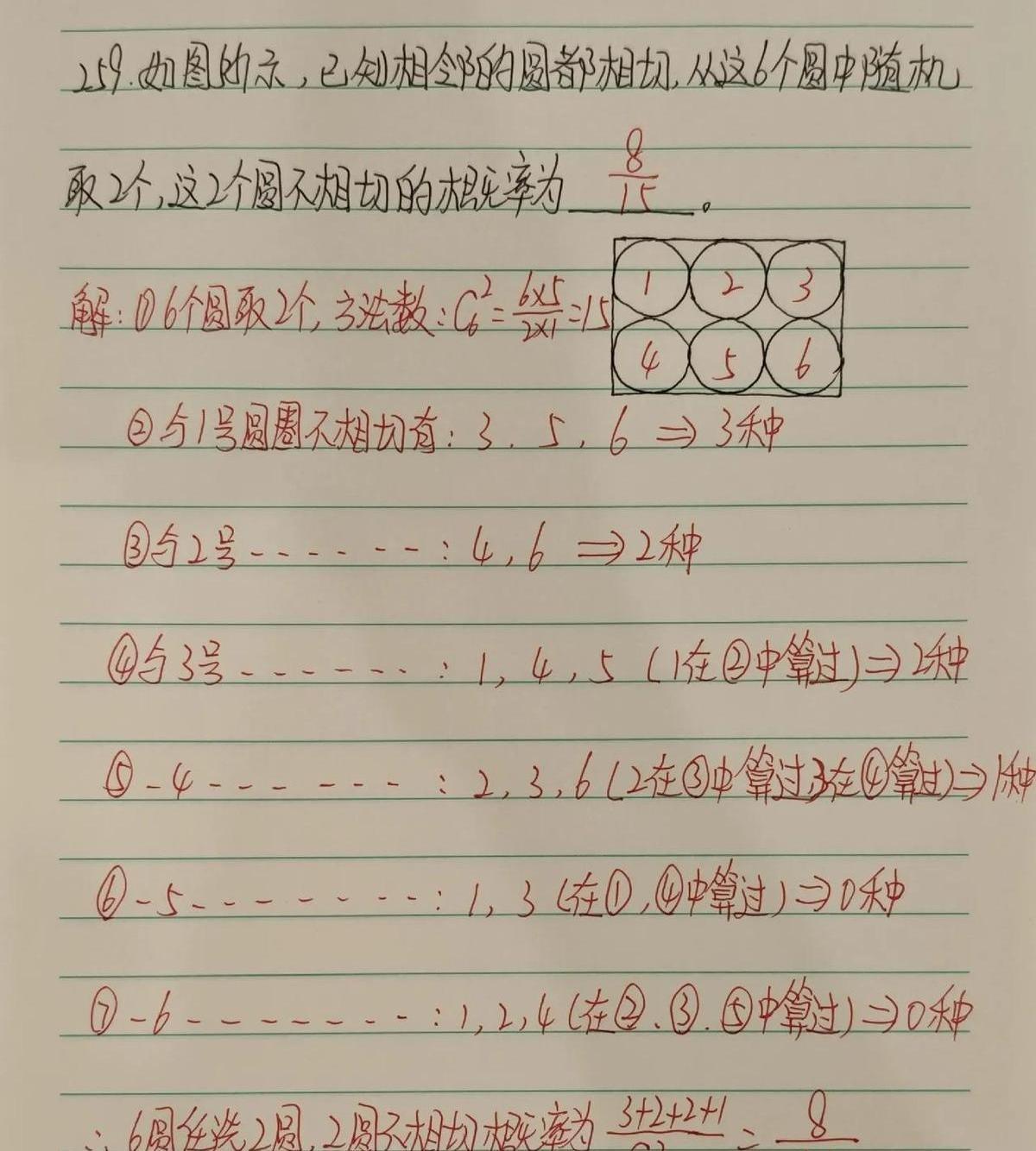 一道小学几何题，把儿子给整不会了。
图上三个圆两两相切，问一共有几个切点。
他想