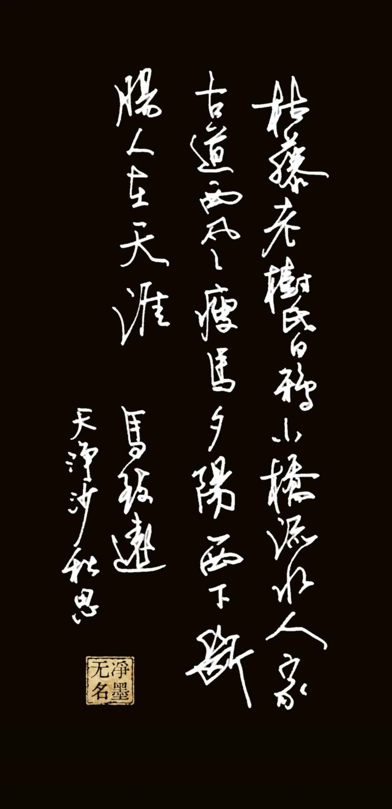 广大书家经常书写的名篇，
马致远的秋思。