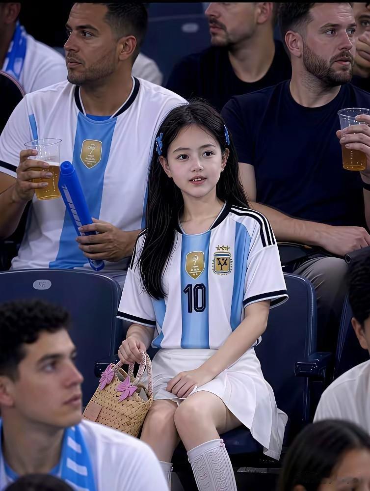 世界杯决赛的看台上，有一个穿了件阿根廷10号球衣的女生一下子就火了。转播的镜头扫