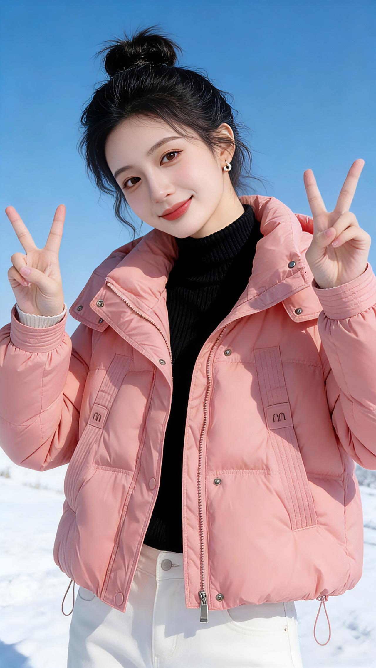 雪色里的粉樱
 
冬日的雪场像被揉碎的云朵，铺展在天地间，刺目的白晃得人睁不开眼