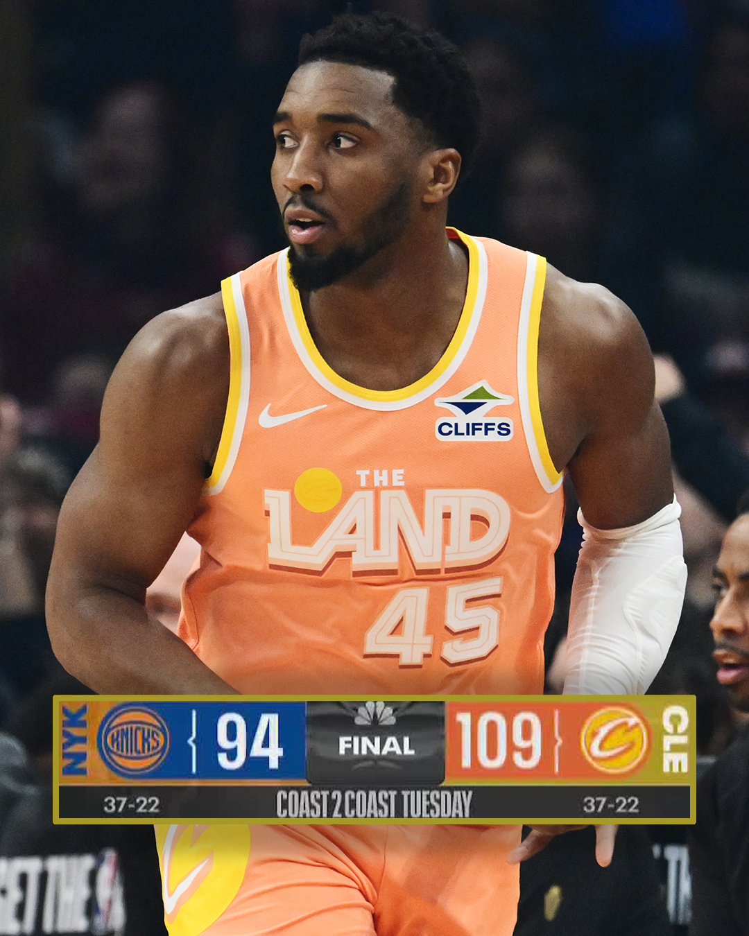 东部三四名之战，骑士击溃尼克斯，战绩上追平了对手尼克斯vs骑士NBA