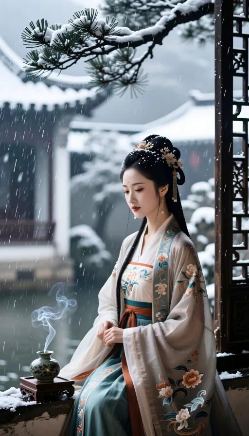 春风南国来新燕！
冬雪塞北披银装。