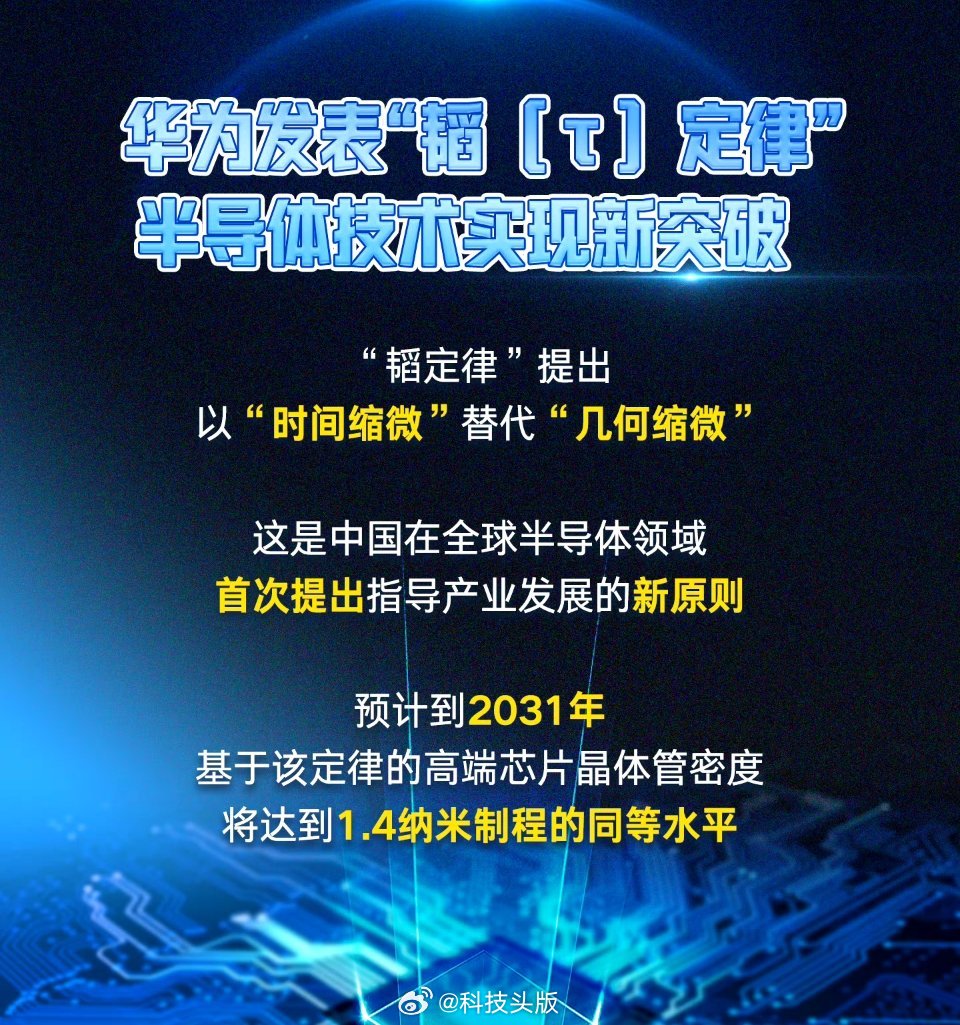 华为总是走在前列，开始玩自己的“韬定律”了，不费劲去缩晶体管而是直接做短版图布局